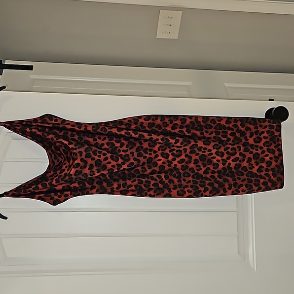 Red Leopard Print Bodycon Dress, Size Small - Picture 2 of 6